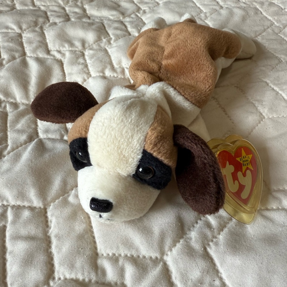 Ty Beanie Baby “Bernie” the St. Bernard Dog Plush - Cream and Brown